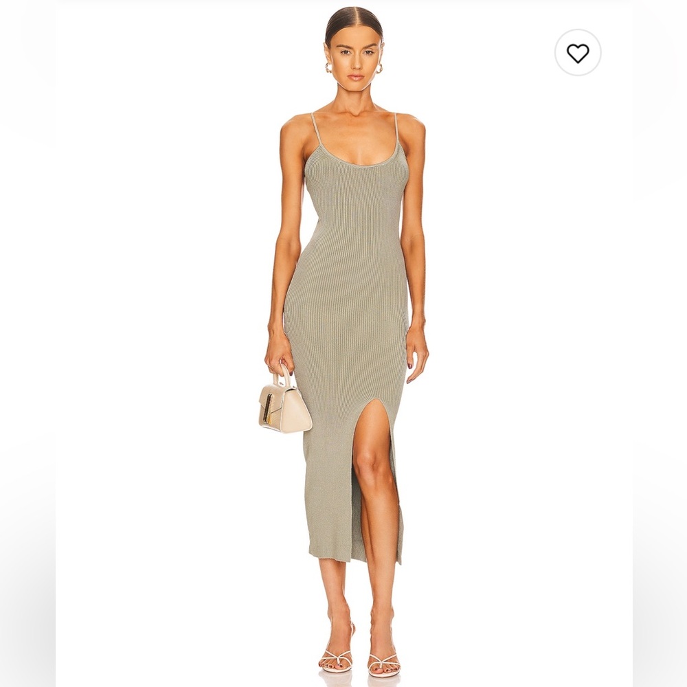 LPA Karter Midi Knit Dress in Sage size small